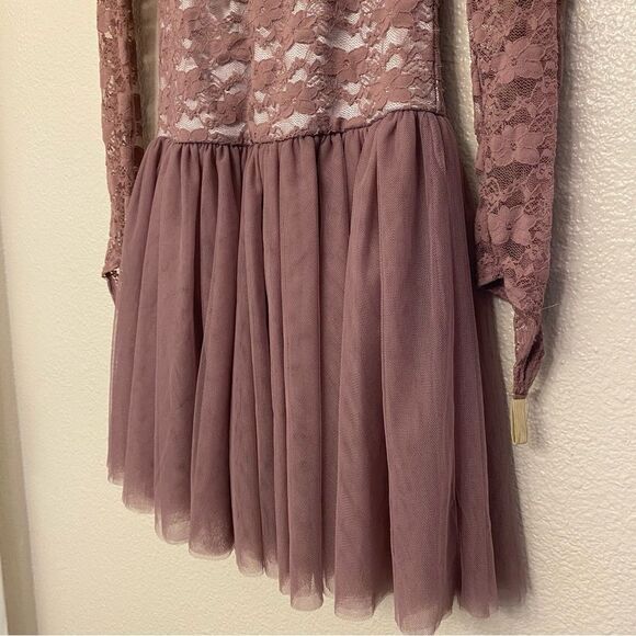 Weissman Dance ballet tutu mauve lavender lace long sleeve dress Why 9740 LC - Picture 7 of 14